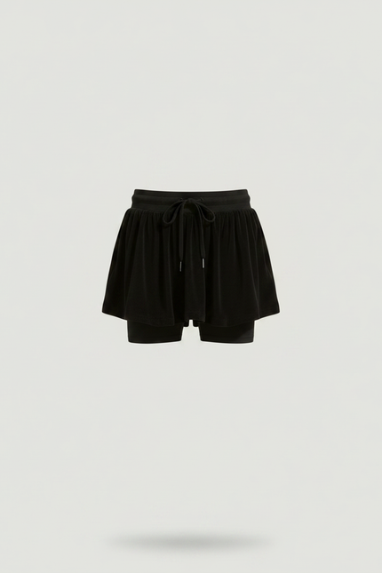 Pantalon Jupe Noir Velours Court Ample Décontracté - vue 3