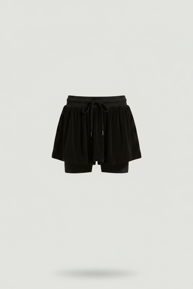 Pantalon Jupe Noir Velours Court Ample Décontracté - vue 3