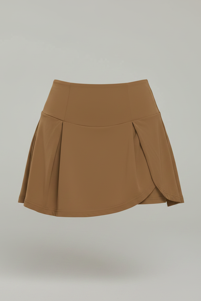 Pantalon Jupe Marron Plissé Doublé Sport Élégant - Polyester - vue 3