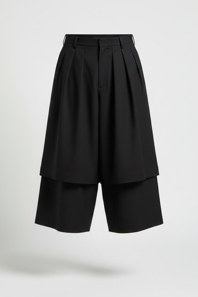 Pantalon Jupe Noir Plissé Ample Décontracté Homme - Gabardine - vue 3