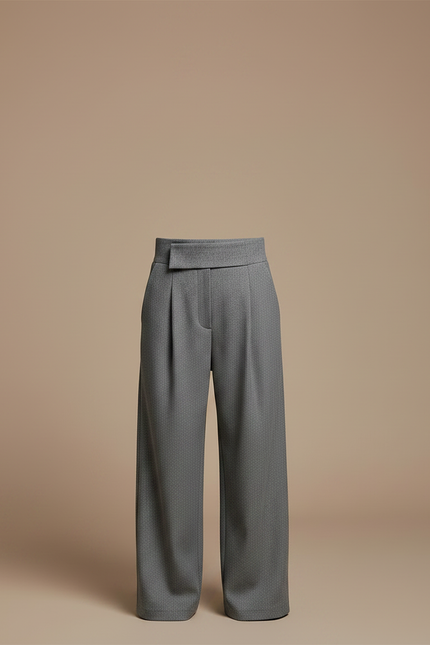 Pantalon Jupe Gris Ample Décontracté Épais Tissé - Laine - vue 3