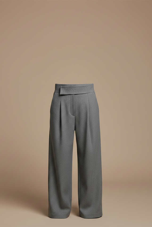 Pantalon Jupe Gris Ample Décontracté Épais Tissé - Laine - vue 3