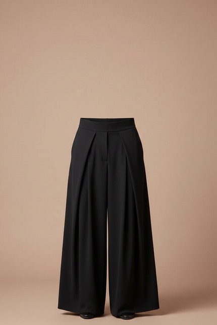 Pantalon Jupe Noir Plissé Ample Élégant - Polyester - vue 3
