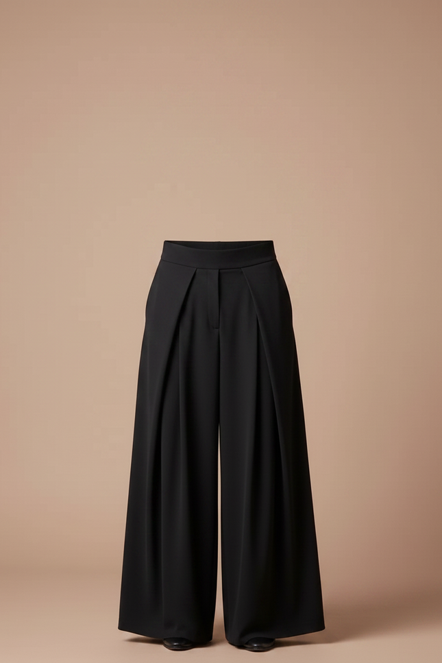 Pantalon Jupe Noir Plissé Ample Élégant - Polyester - vue 3