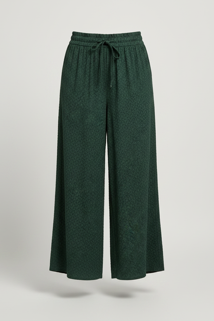 Pantalon Jupe Vert Imprimé Fluide Ample Élégant - Polyester - vue 3