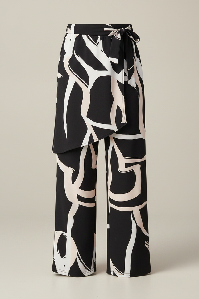 Pantalon Jupe Noir Imprimé Fluide Ample Enfant - Viscose - vue 3