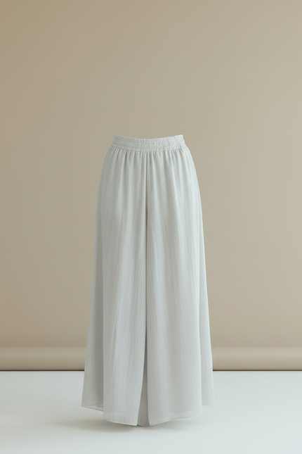 Pantalon Jupe Gris Lin Fluide Ample Élégant - vue 3