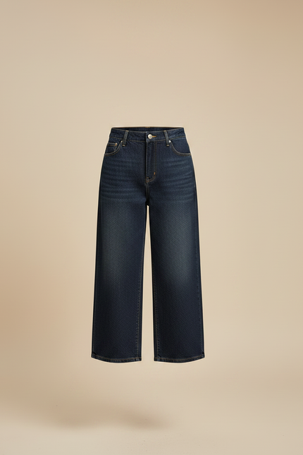 Pantalon Jupe Denim Bleu Mi-long Boutonné Asymétrique - Jean - vue 3