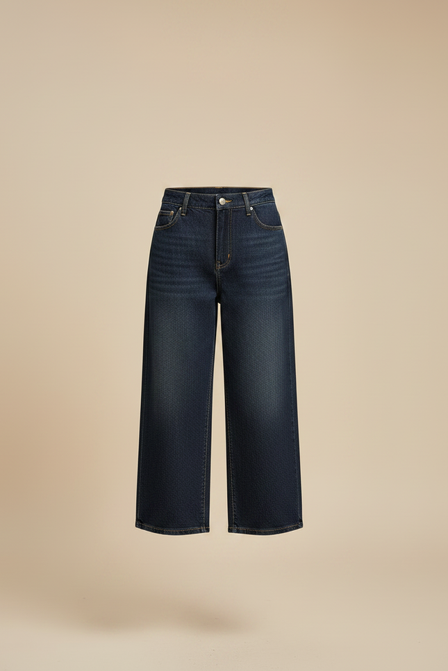 Pantalon Jupe Denim Bleu Mi-long Boutonné Asymétrique - Jean - vue 3