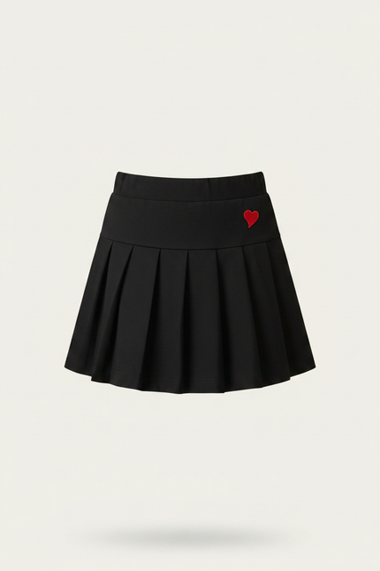 Pantalon Jupe Noir Plissé Cœur Confortable Fille - Polyester - vue 3