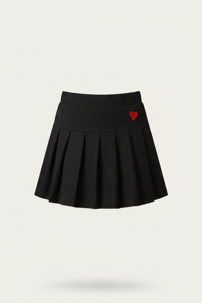 Pantalon Jupe Noir Plissé Cœur Confortable Fille - Polyester - vue 3