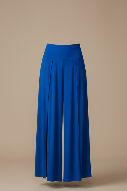 Pantalon Jupe Bleu Royal Fendu Fluide Longue Sexy - Polyester - vue 3