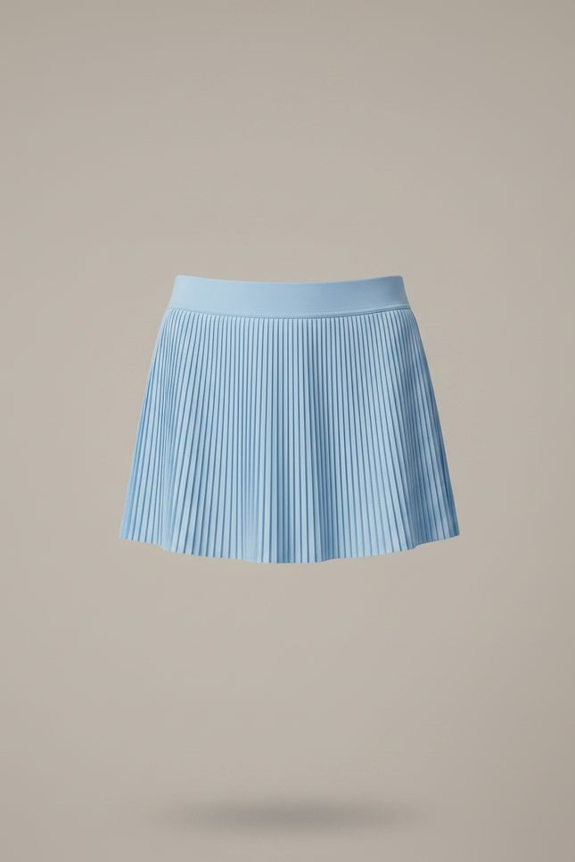 Pantalon Jupe Bleu Plissé Sportif Courte Fluide - Polyester - vue 3