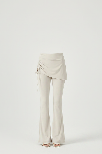 Pantalon Jupe Évasé Intégré Sportif Cordon Beige - Maille - vue 3