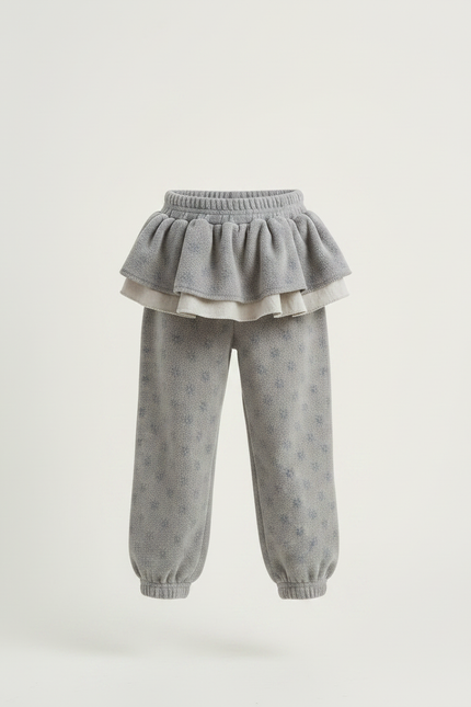 Pantalon Jupe Gris Volants Superposés Polaire Étoiles - Polyester - vue 3