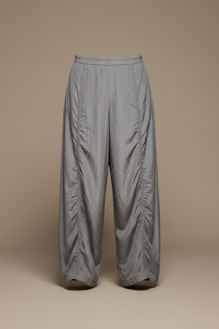 Pantalon Jupe Gris Dentelle Superposée Ample Élégant - Polyester - vue 3