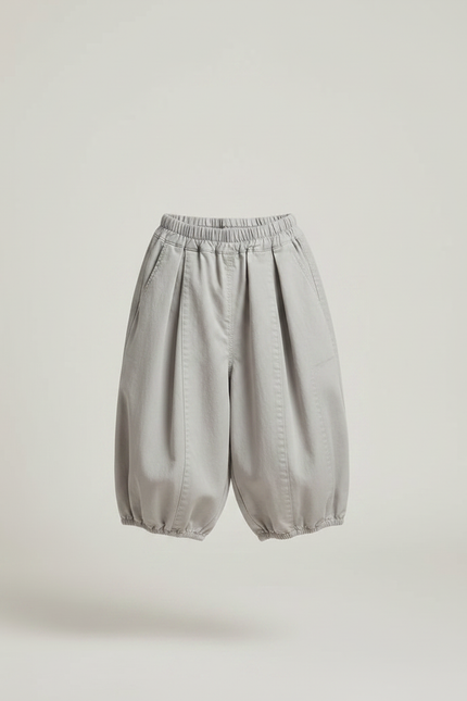 Pantalon Jupe Garçon Gris Ample Coton Plissé - vue 3
