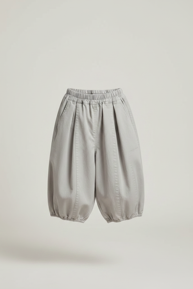 Pantalon Jupe Garçon Gris Ample Coton Plissé - vue 3