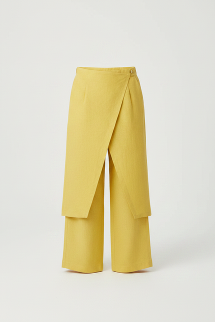 Pantalon Jupe Jaune Lin Ample Superposé Fille - vue 3