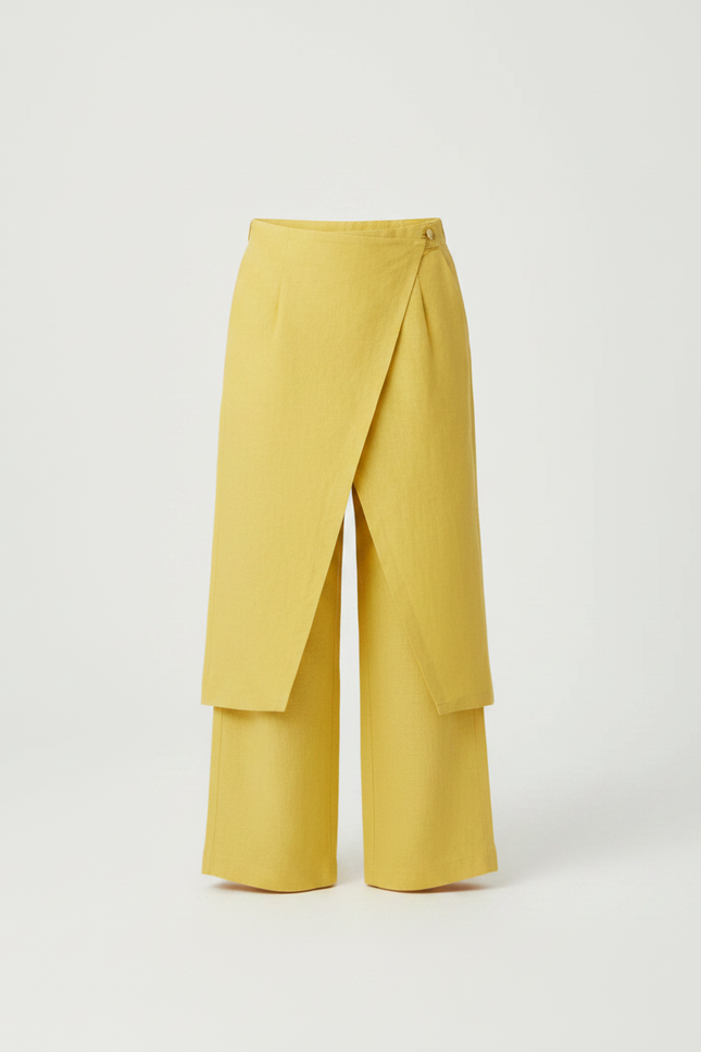 Pantalon Jupe Jaune Lin Ample Superposé Fille - vue 3