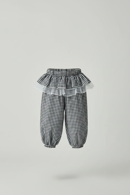 Pantalon Jupe Vichy Volants Tulle Enfant Fille - Imprimé Coton - vue 3