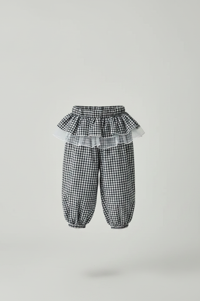 Pantalon Jupe Vichy Volants Tulle Enfant Fille - Imprimé Coton - vue 3