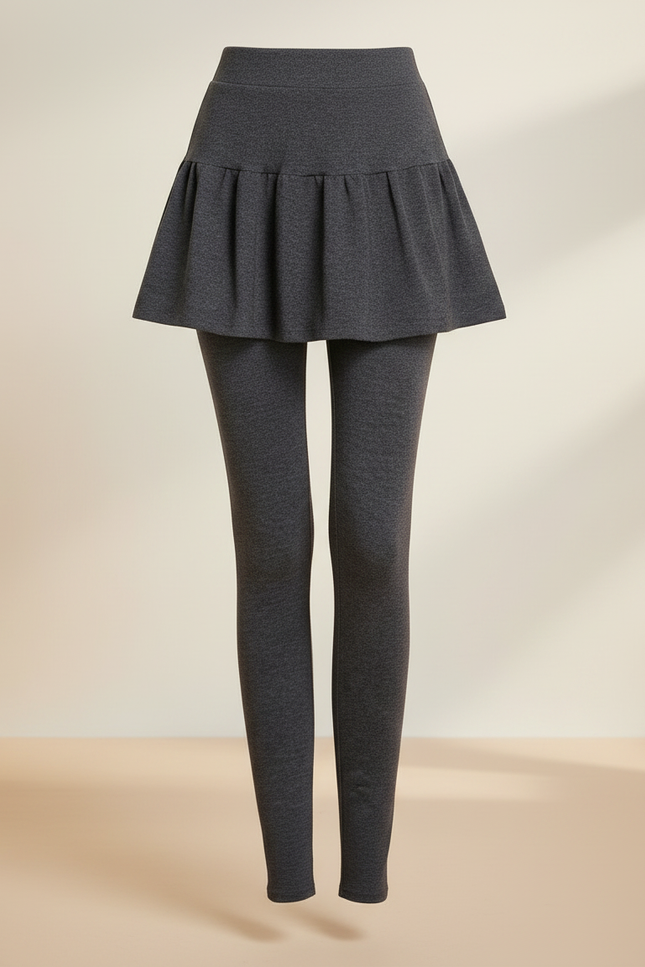 Pantalon Jupe Gris Plissé Intégré Chaud Hiver - Molleton - vue 3