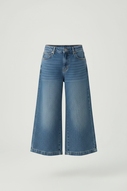 Pantalon Jupe Jean Bleu Plaid Vintage Ample Décontracté - vue 3