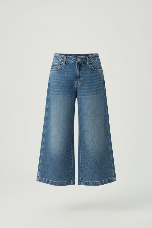 Pantalon Jupe Jean Bleu Plaid Vintage Ample Décontracté - vue 3