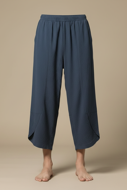 Pantalon Jupe Coton Lin Ample Décontracté Homme - Bleu - vue 3
