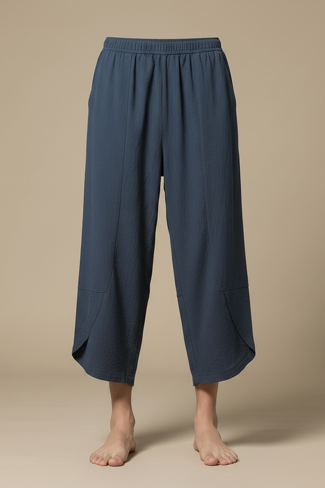 Pantalon Jupe Coton Lin Ample Décontracté Homme - Bleu - vue 3