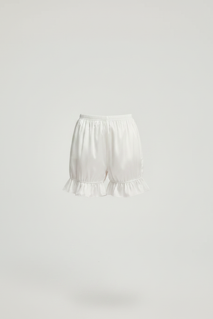 Pantalon Jupe Blanc Satin Volants Bouffant Court Fille - vue 3