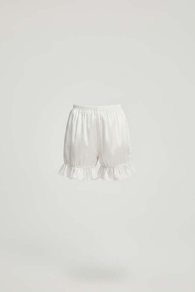 Pantalon Jupe Blanc Satin Volants Bouffant Court Fille - vue 3