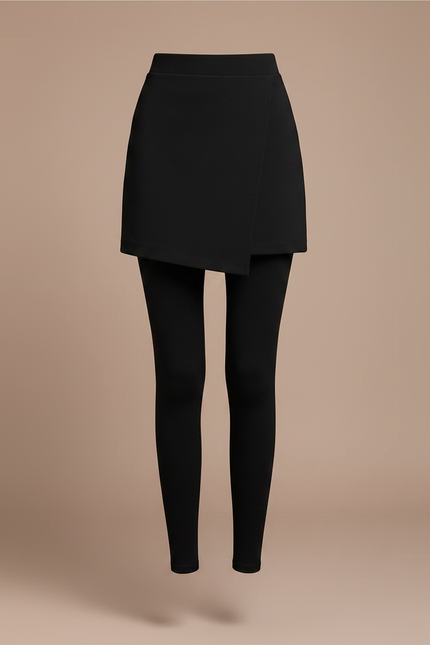 Pantalon Jupe Noir Asymétrique Intégré Élégant Hiver - Maille - vue 3