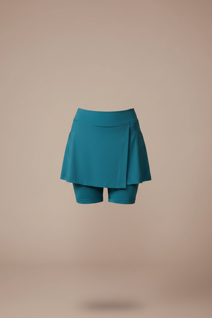 Pantalon Jupe Sportif Turquoise Intégré Fluide Femme - Bleu Polyester - vue 3