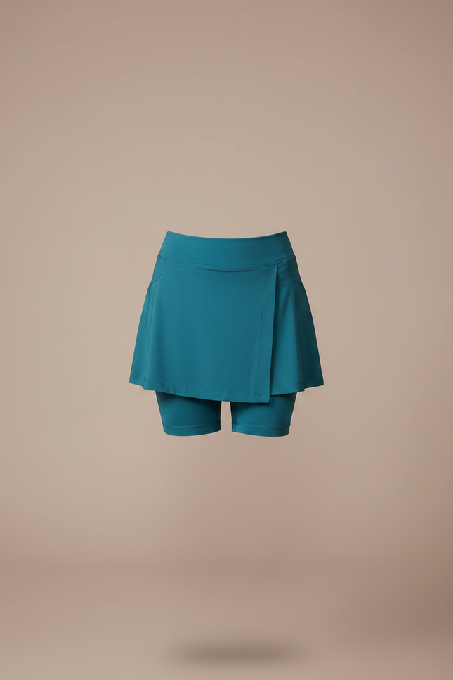 Pantalon Jupe Sportif Turquoise Intégré Fluide Femme - Bleu Polyester - vue 3