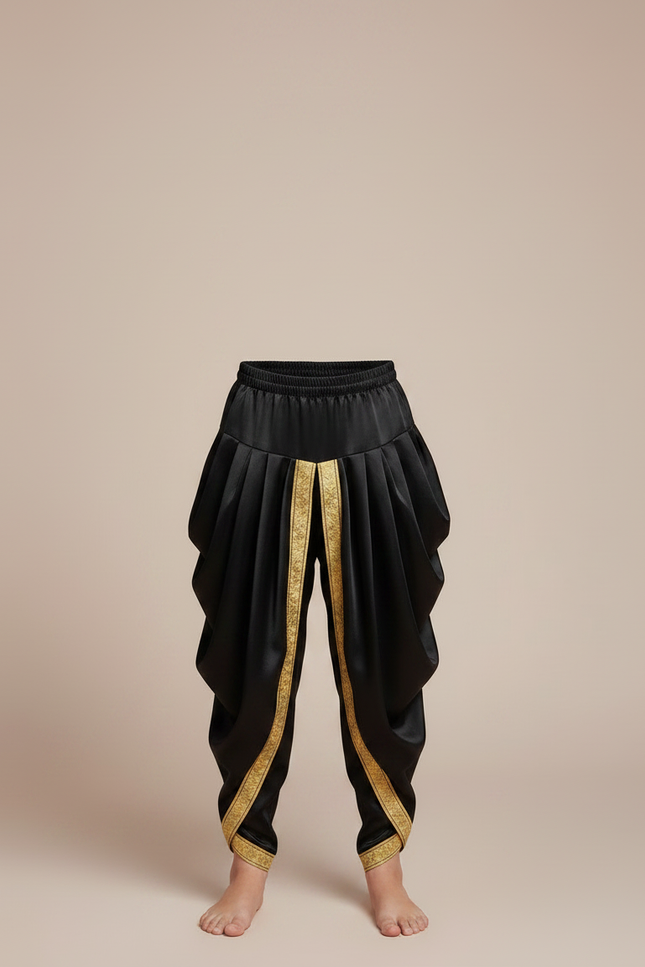 Pantalon Jupe Noir Satiné Ample Doré Enfant - vue 3