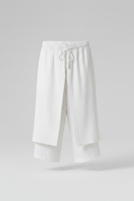Pantalon Jupe Culotte Homme - Blanc Lin - vue 3
