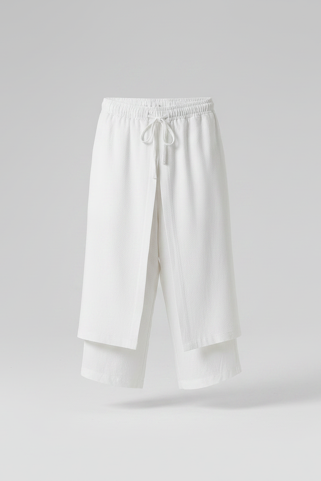 Pantalon Jupe Culotte Homme - Blanc Lin - vue 3