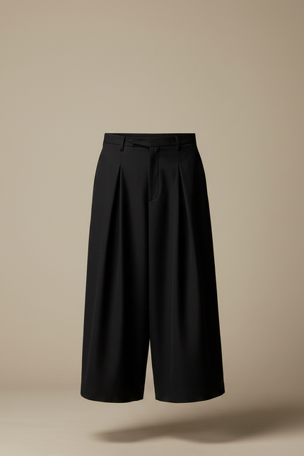 Pantalon Jupe Noir Ample Plissé Unisexe Décontracté - Polyester - vue 3