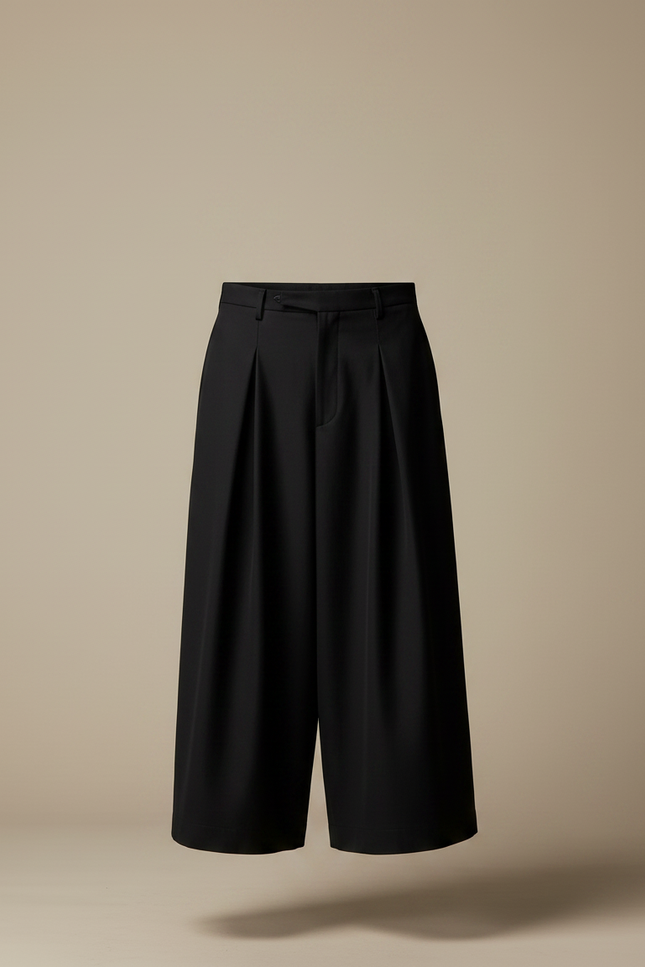 Pantalon Jupe Noir Ample Plissé Unisexe Décontracté - Polyester - vue 3