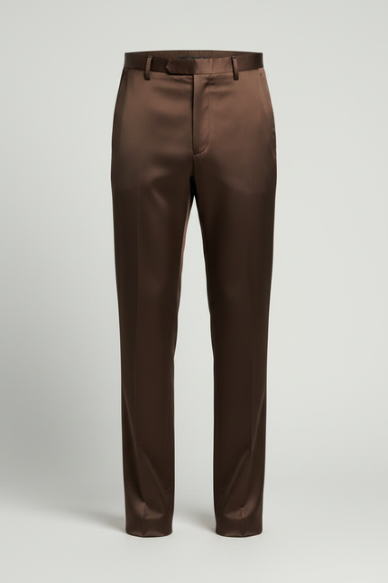 Pantalon Jupe Marron Satin Long Élégant Homme - vue 3