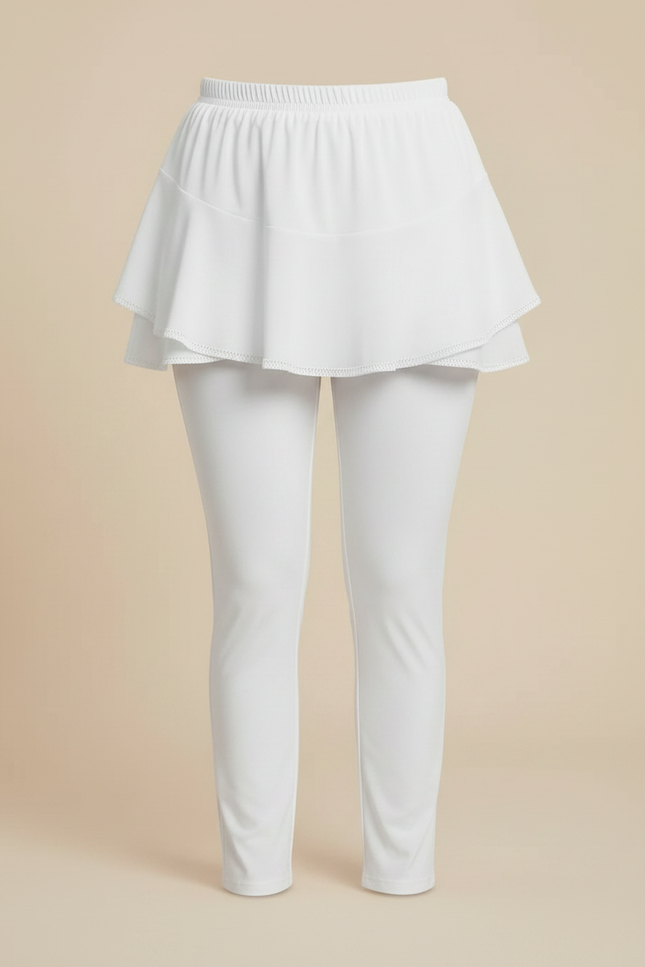 Pantalon Jupe Blanc Superposé Fluide Sportif Léger - Polyester - vue 3