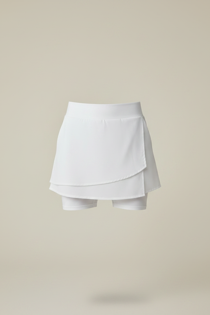 Pantalon Jupe Blanc Superposé Moulant Sportif Léger - Polyester - vue 3