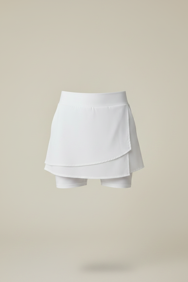 Pantalon Jupe Blanc Superposé Moulant Sportif Léger - Polyester - vue 3
