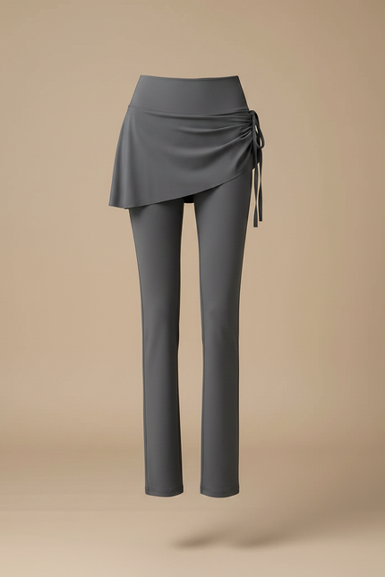 Pantalon Jupe Gris Sport Moulant Évasé Cordon - Polyester - vue 3
