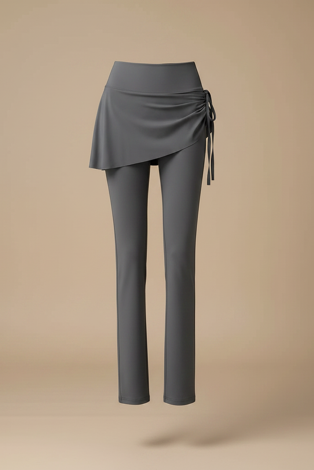 Pantalon Jupe Gris Sport Moulant Évasé Cordon - Polyester - vue 3