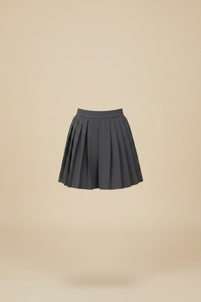 Pantalon Jupe Gris Plissé Courte Décontractée Fille - Polyester - vue 3