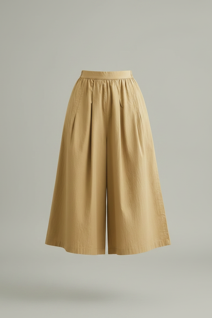 Pantalon Jupe Kaki Coton Ample Fluide Décontracté - vue 3