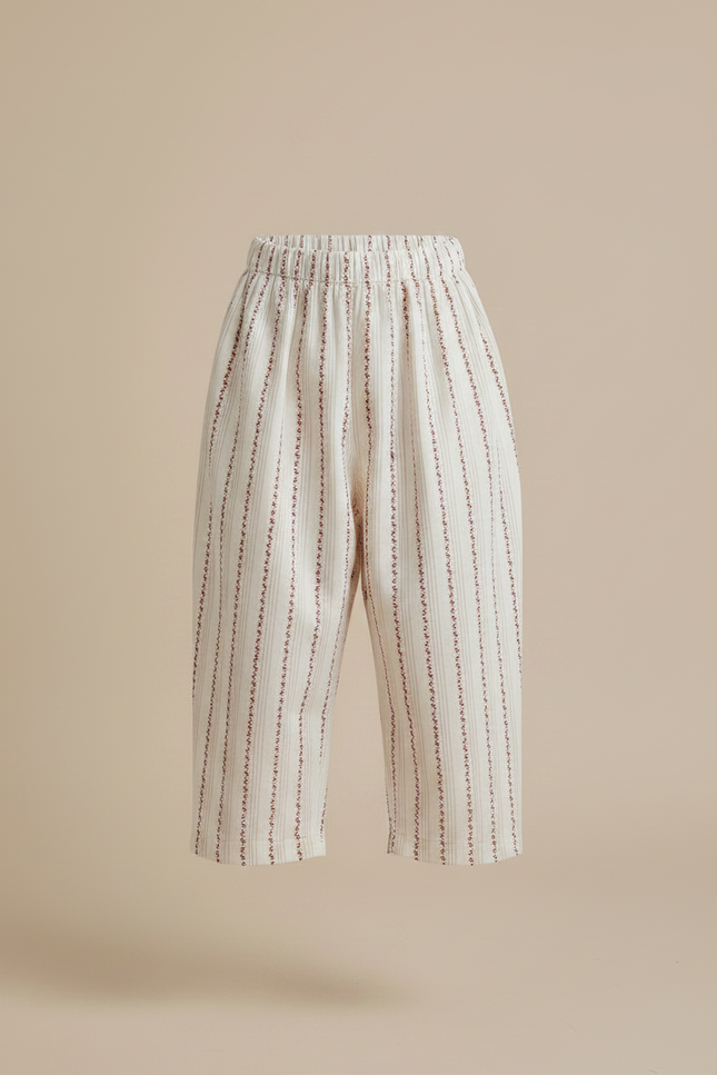 Pantalon Jupe Blanc Rayé Ample Coton Enfant - vue 3